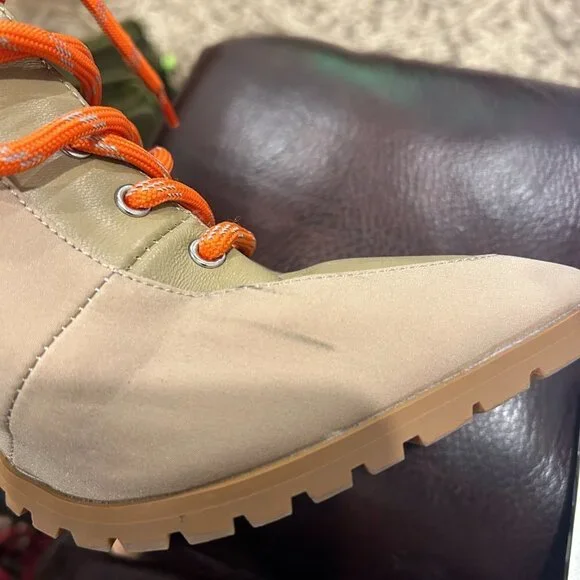 Steve Madden Tan Karey Leather Pointed Toe Lace-up Boots Size 8 - Picture 10 of 10